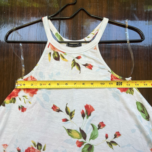Sweet Claire Floral Tank Top Light Blue Racerback Tunic Flowy Size Small - Picture 10 of 10